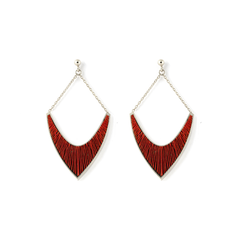 Sporen-oorhangers-v-zilver-rood